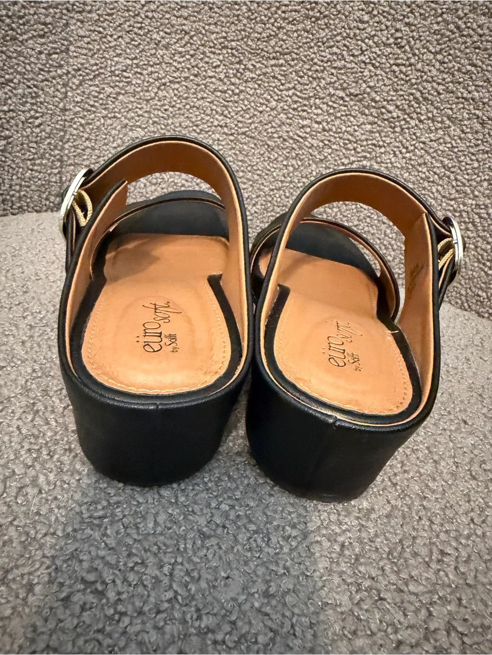 Eurosoft Rue Black Wedge Sandal for Women